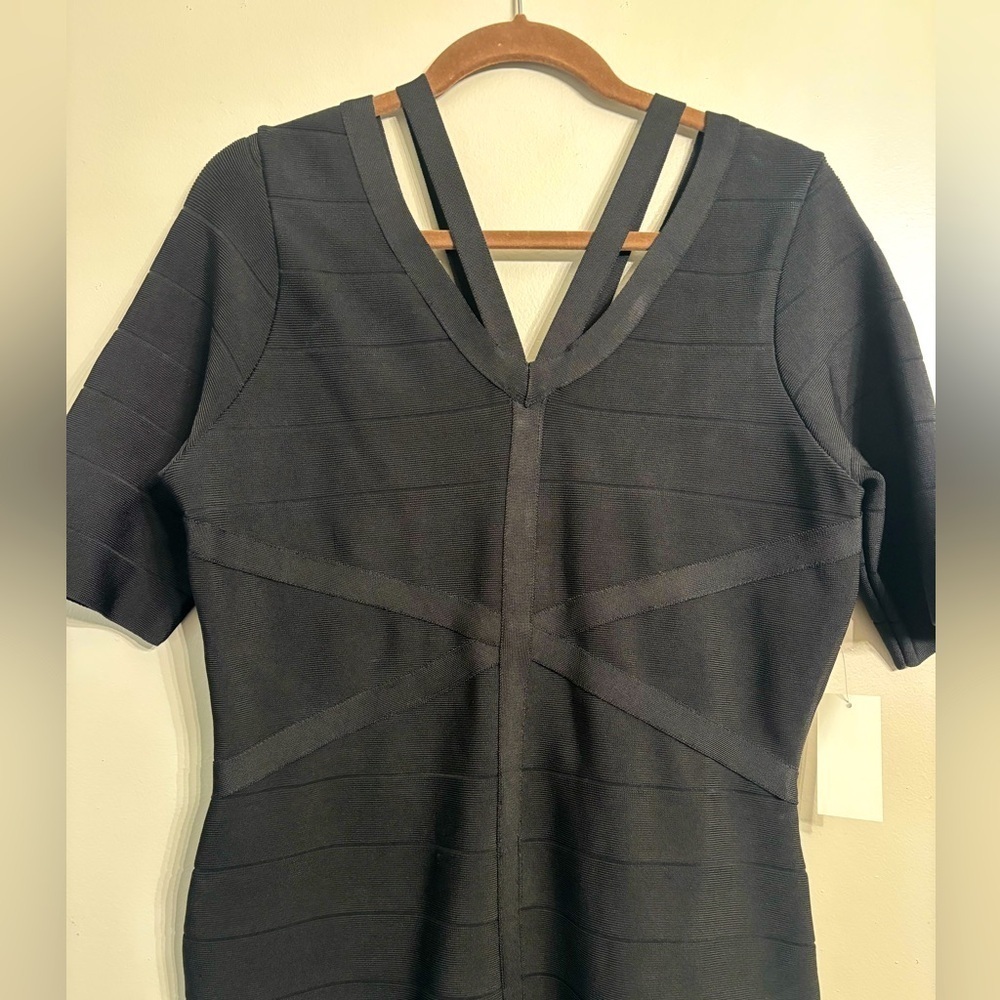 Venus black dress short sleeve cocktail L - Picture 2 of 7